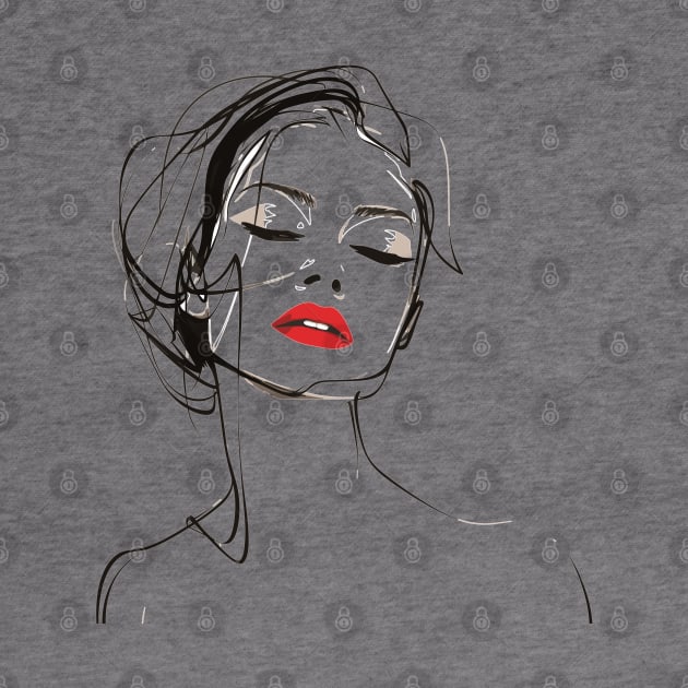 Woman With Red Lipstick by Retroprints